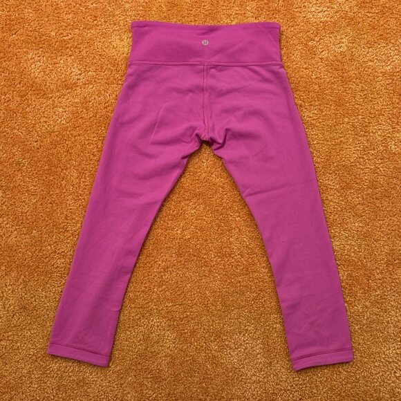 Lululemon Wunder Under Crop Reversible Mid Rise 21" Leggings Black/Violet Luon 4 - Picture 5 of 8